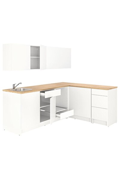 hobiurun Köşe mutfak dolabı kombinasyonu, beyaz, 243x164x220 cm, LAGAN batarya