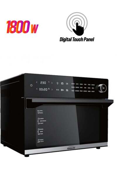 GENERALTEC فرن قلي هوائي سعة 30 لترًا - ذكي 18 في 1، وظيفة طهي مزدوجة، شاشة ل...