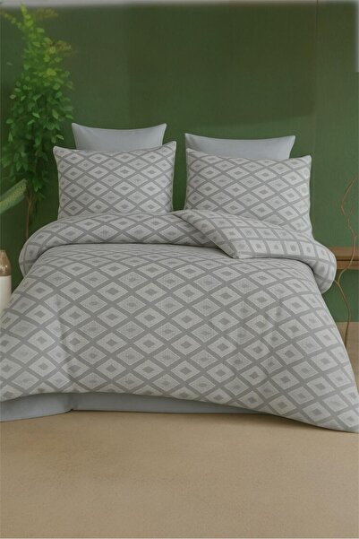 Bayev Gray Baklava Pattern Double Duvet Cover Set