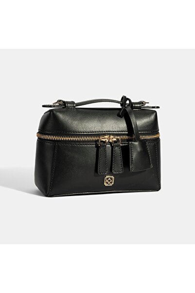 Desa Woman's Black Mini Leather Handbag