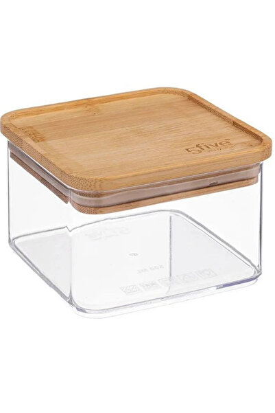 5FiveSmart 5Five Eske square storage box 0.5L, bamboo lid, transparent PS