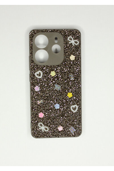 foxpower Redmi Note 14 4G Kılıf Taşlı Gül Desenli Silikon Kılıf