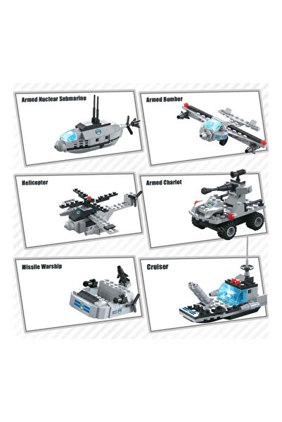 Arabest 472 pieces DIY police helicopter patrol boat police car bomber military battleship building block se