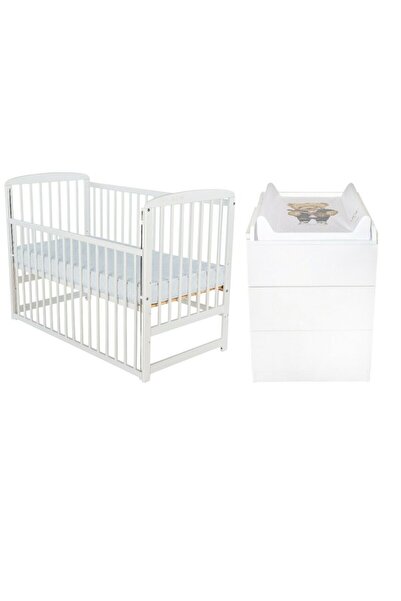 Babyneeds Set mobilier pentru copii, BabyNeeds: Patut din lemn de pin, cu lat...