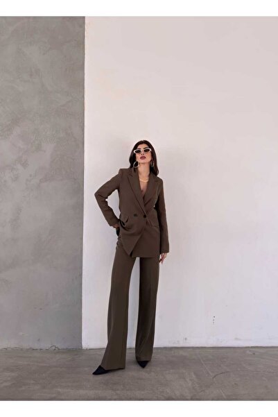 MYGİYİMİSTANBUL Blazer Jacket Palazzo Pants Suit