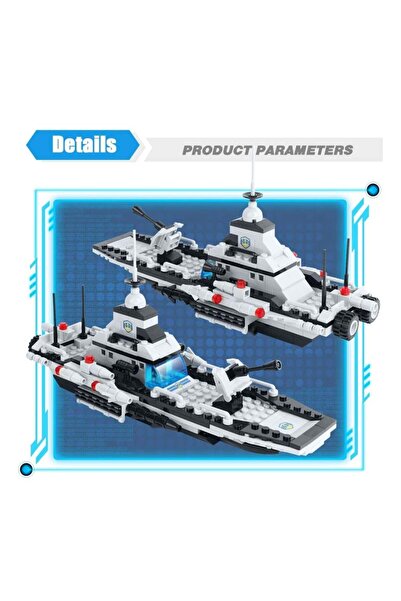 Arabest 472 pieces DIY police helicopter patrol boat police car bomber military battleship building block se