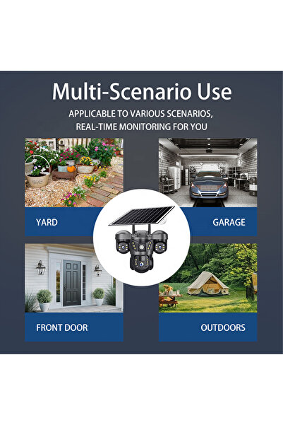 V380 Pro مصباح شارع V380 يعمل بالطاقة الشمسية مع كاميرا 360 درجة، ومصباح LED مقاوم للماء IP66 مع عدسة مزدوجة، ورؤية ليلية