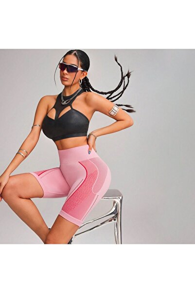 FITINT Women's Short Push-Up Sports Leggings High Waist Pink – 162