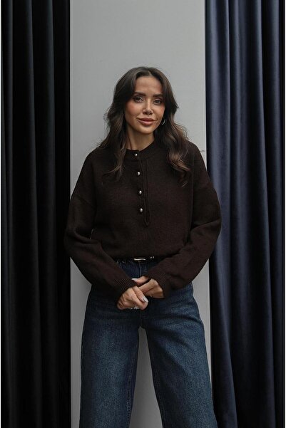 Havoş Bitter Brown Buttoned Sweater