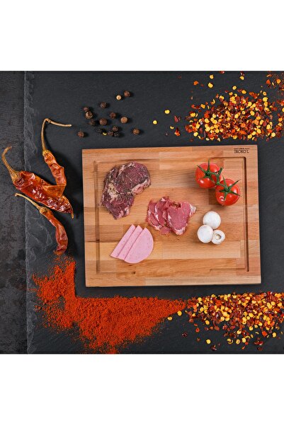 İROKO'L لوح تقطيع خشبي من خشب الزان من إروكو مقاس 45×35 سم - مموج، مع حواف، م...