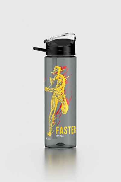 Renga Falcon Sports Patterned 630 ml Tritan Flask with Straw 912016 Black