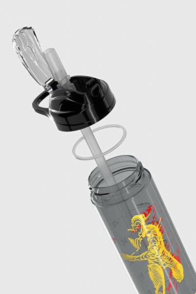 Renga Falcon Sports Patterned 630 ml Tritan Flask with Straw 912016 Black