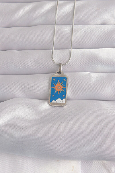 Skygo 316L الصلب الفضة اللون الأزرق المينا نموذج الشمس قلادة التارو - TJ-BKO9042