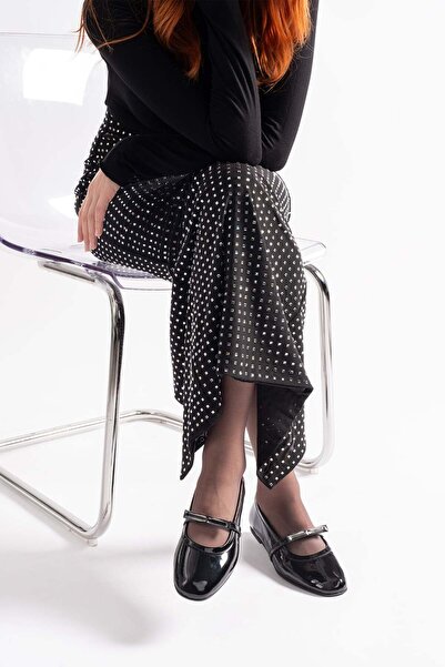 Louis Cardy Cherry Black Patent Leather Women's Stone Ballerinas