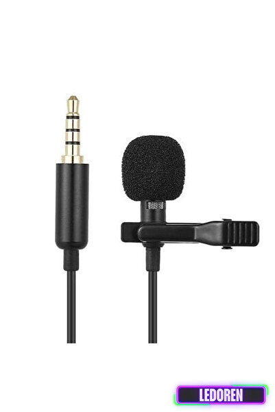 L'eDoren Yaka Mikrofonu Aux Kablolu 3.5mm Hd Ses Kaydı Ergonomik 1.5m