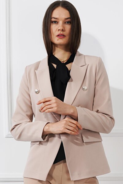 Manga Düğmeli Diana Blazer Ceket M4488 Bej