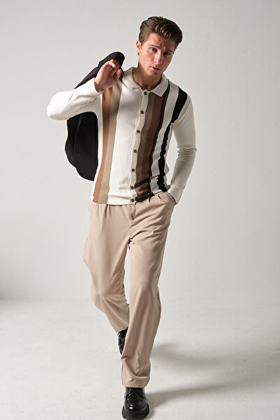 Mandala Tekstil Erkek Triko Çizgili Gömlek