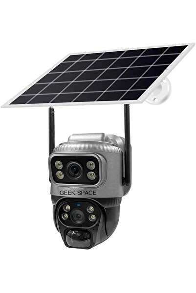 V380 Pro كاميرا مراقبة شمسية V380Pro ثنائية العدسة - 4G/Wi‑Fi، تتبع الذكاء الاصطناعي، رؤية ليلية ملونة - أسود