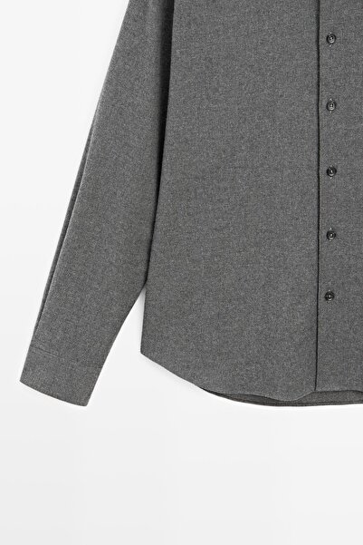 Massimo Dutti Regular fit kareli dokulu melanj gömlek