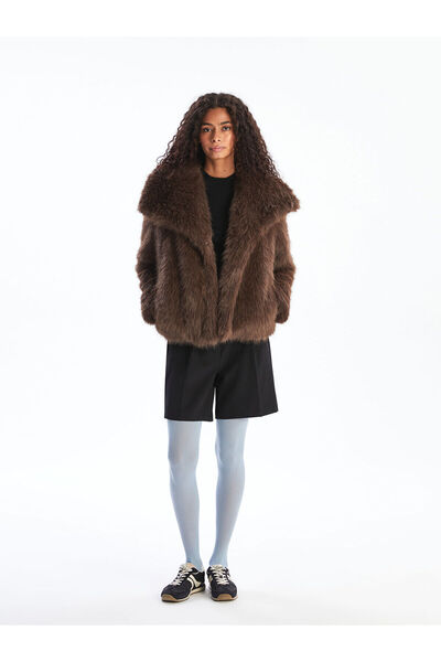 LC Waikiki Jacket Collar Women's Plush Coat