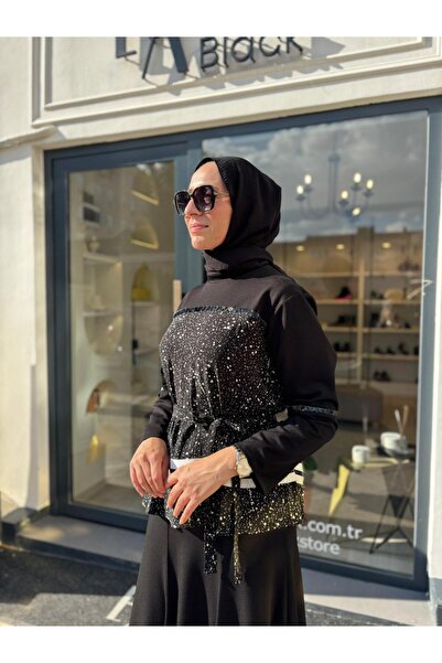 MissWhence 38027 Leather Detail Women's Suit Black