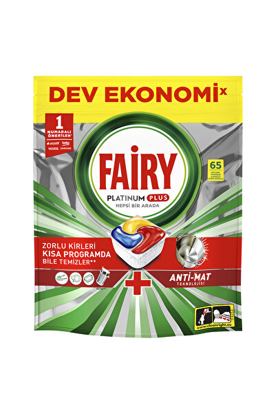 Fairy Platinum Plus Hepsi Bir Arada Bulaşık Makinesi Tabletleri, Limon, 65 Tablet