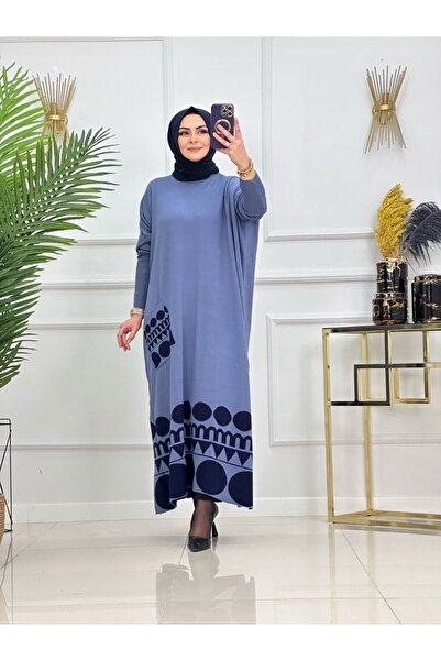 Valens Butik Pocket and Pattern Detail Hijab Dress Berfin