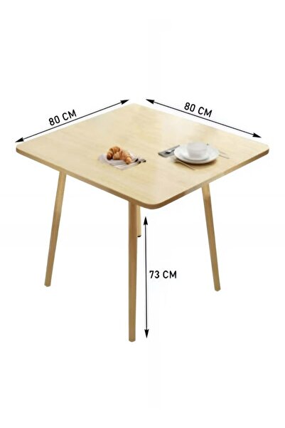 Taimi 3-Piece Dining Set Modern Rectangular Table 80x80x73cm with 2 White Plastic Chairs and Wooden Legs