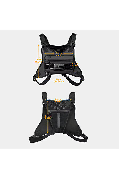 zola Geanta tactica pentru piept, capacitate 9 l, impermeabila, poliester 600D, 38 x 26 x 3 cm, neagra