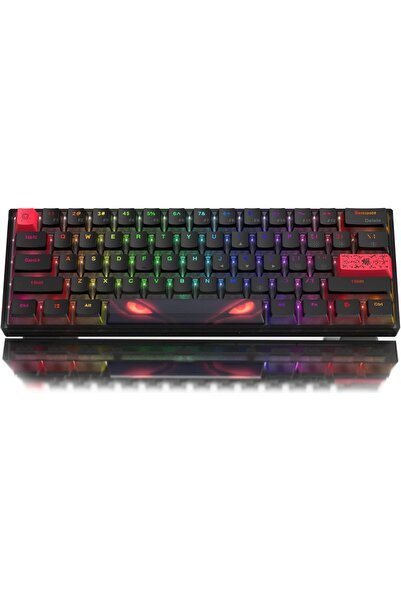 Timebox Tastatură mecanică de gaming 60%, USB-C, RGB, înlocuire la cald, comutatoare roșii, taste PBT, negru
