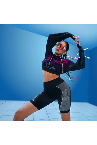 FITINT Γυναικείο κοντό αθλητικό κολάν push-up ψηλόμεσο μαύρο – 162