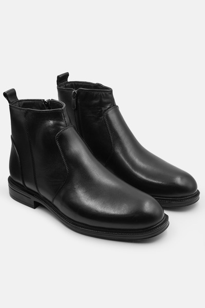 DeriWorld Чоловічі черевики з натуральної шкіри з хутряною підкладкою та нековзною підошвою Класичні чоловічі черевики зі шкіри