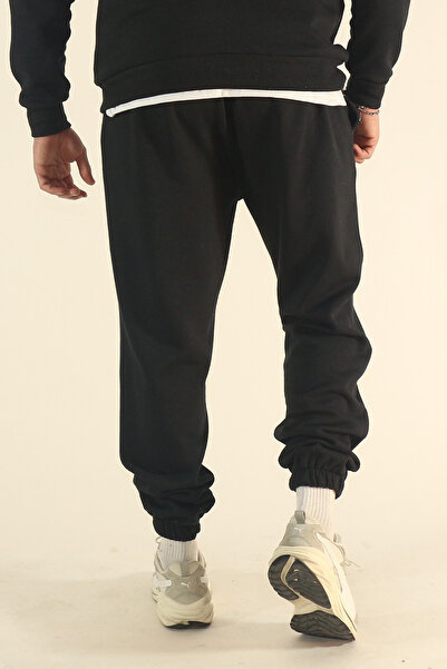 INFLUYENTE Ανδρικό χειμερινό βαμβακερό φούτερ με ελαστικό κολάν, άνετο κομμένο σε καμπύλες γραμμές