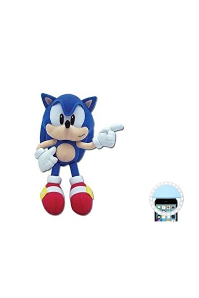 OEM Jucărie de pluș Sonic, 25 cm + inel albastru pentru selfie-uri