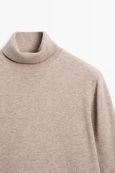 Massimo Dutti Dik yaka yün karışımlı triko kazak