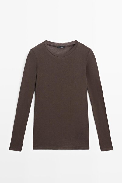 Massimo Dutti Yaka detaylı %100 pamuklu t-shirt