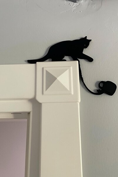 Ekol 3D Kapı Üstü Süsü Kahve Döken Kedi Temalı