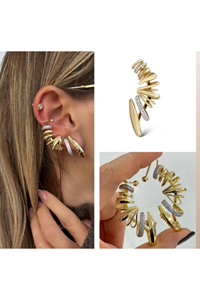 Takı Harmonisi Lüks Sarmal Tasarım Kıkırdak Tek Delikli Küpe Tekli Satılmaktadır