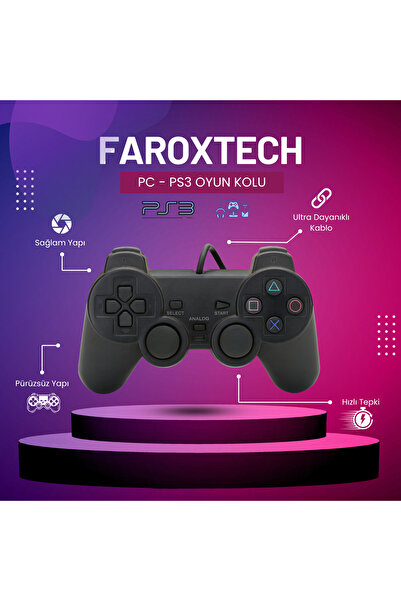 FaroxTech PC - PS3 Uyumlu Oyun Kolu - Hızlı Tepki - Kurulum Gerektirmez - Tak Çalıştır - Fifa Pes Uyumlu