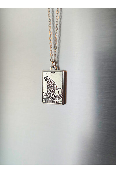 Atelier Nui Tarot Kartları Strenght Charm Kolye /Güç Tarot Kartı Çelik Kolye ...