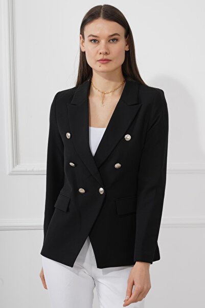 Manga Düğmeli Diana Blazer Ceket M4488 Siyah