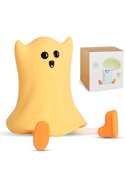 Generic Friendly Ghost Kids Night Light Tap Control 3-Mode & Timer Soft Silicone Nursery Lamp
