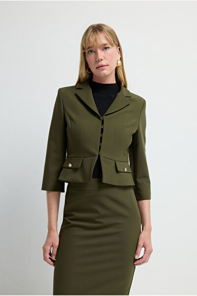 adL Cep Kapaklı Crop Ceket