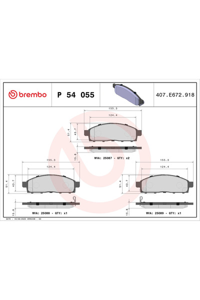 Brembo Set Placute Frana Frana Disc Fiat Fullback Pick-Up Mitsubishi L200 / T...