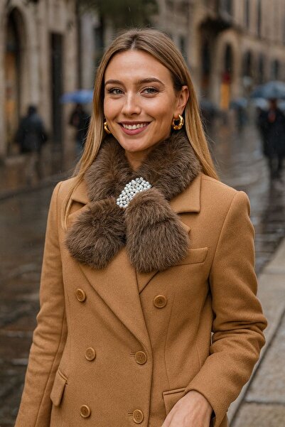 MARBERRY Guler pentru femei din pluș de mango cu textura moale de nurcă, cu p...