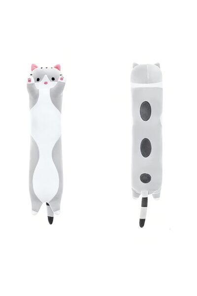 OEM Plush cat pillow, hypoallergenic filling, gray-white