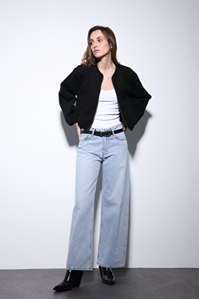 Antioch Black Elastic Waist Crop Women's Coat