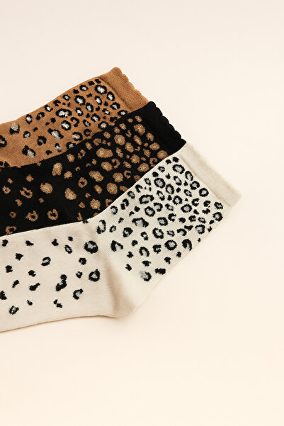shefox 3 Pairs of Women's Leopard Pattern Cotton Premium Socks