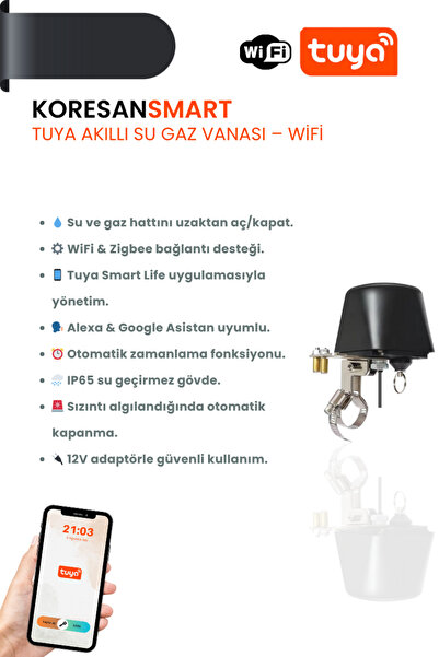 koresan Tuya Akıllı Su Gaz Vanası – WiFi