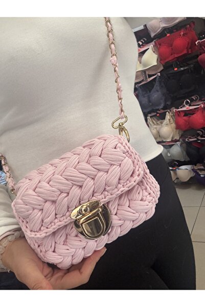 strabellaclothes Penye ip fıstık model el örgüsü çanta